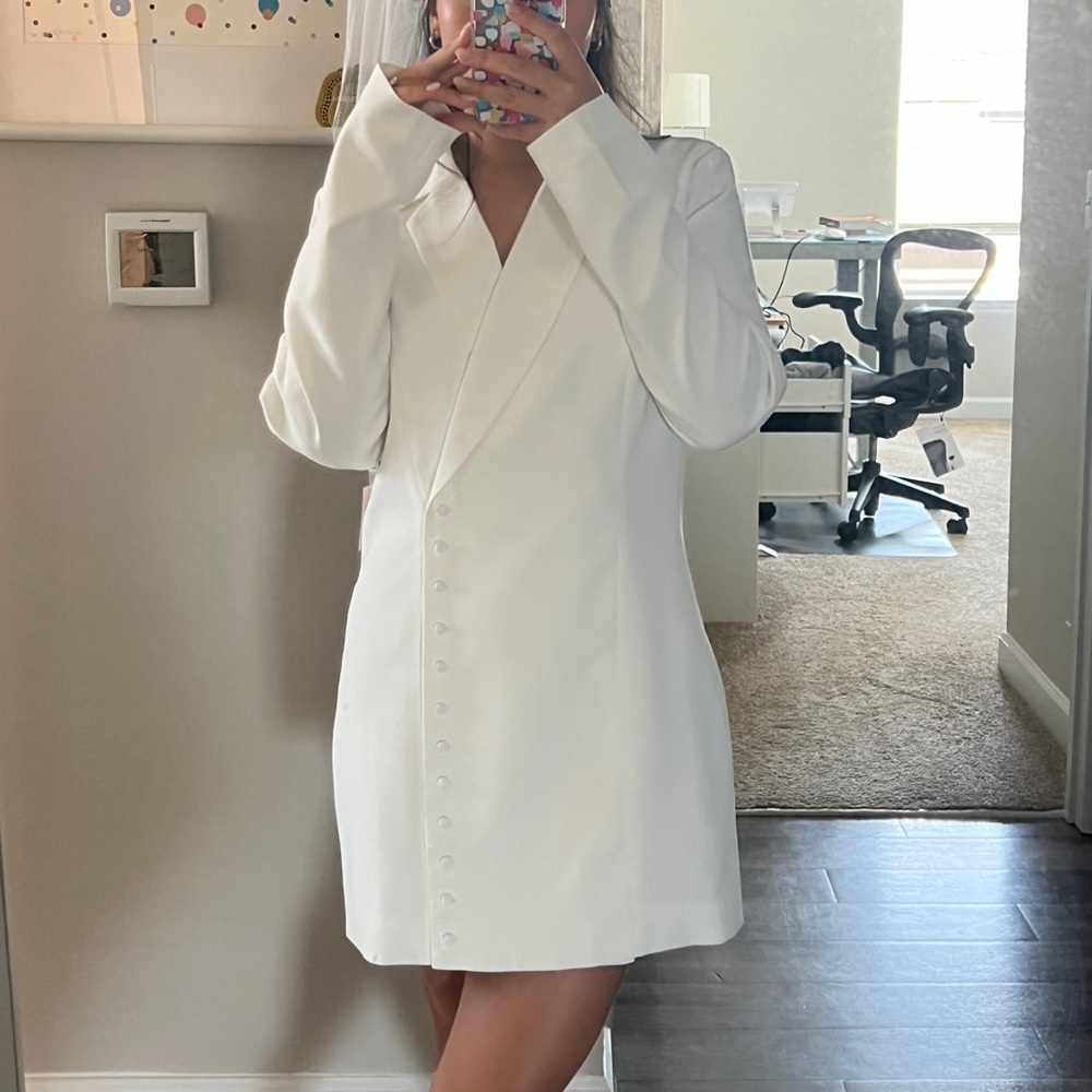 REVOLVE White Bridal Blazer Dress
